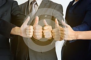 Business teamwork show hands with thumb up, very good