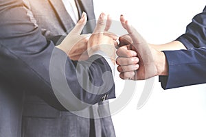 Business teamwork show thumb up