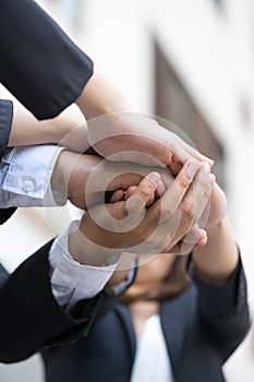 Business teamwork success concept with businessman and businesswomen