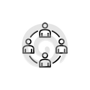 Business teamwork, team building, work group and human resources minimal thin line web icon set