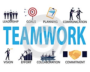 Business Teamwork Team Hard Work Concept. Vector Illustration