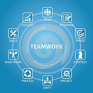 Business Teamwork Team Hard Work Concept. Vector Illustration