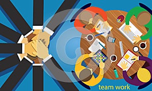 Business Teamwork Team Hard Work Concept. Vector Illustration