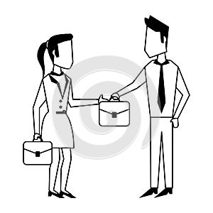 Business teamwork workers avatar in black and white