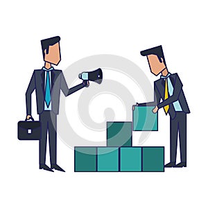 Business teamwork workers avatar blue lines