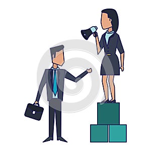 Business teamwork workers avatar blue lines