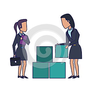 Business teamwork workers avatar blue lines
