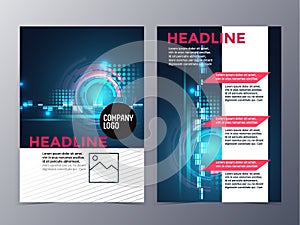 Business and technology brochure design template vector tri-fold