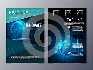 Business and technology brochure design template vector tri-fold