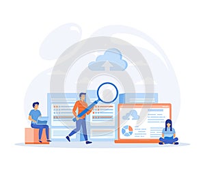 business technology cloud computing service concept, data center storage server connect on cloud with administrator and developer