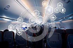 Business technology concept on airplane