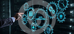 Business Technology Data integration concept on abstract background