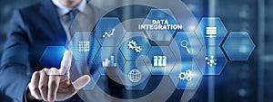 Business Technology Data integration concept on abstract background