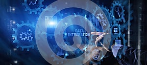 Business Technology Data integration concept on abstract background