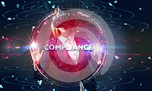 Business, Technology, Internet and network concept. Compliance Rules Law regulation policy