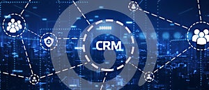 Business, Technology, Internet and network concept. CRM Customer Relationship Management. 3D illustration