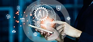 Business Technology Internet Network Concept. Digital Brain Artificial intelligence AI machine learning technology