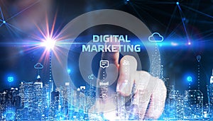 Business, Technology, Internet and network concept. Digital Marketing content planning advertising strategy concept