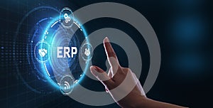 Business, Technology, Internet and network concept. Enterprise resource planning ERP concept