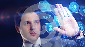 Business, Technology, Internet and network concept. Enterprise resource planning ERP concept