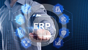 Business, Technology, Internet and network concept. Enterprise resource planning ERP concept