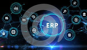 Business, Technology, Internet and network concept. Enterprise resource planning ERP concept