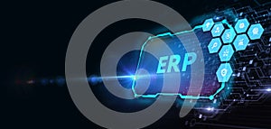 Business, Technology, Internet and network concept. Enterprise resource planning ERP concept