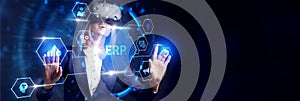 Business, Technology, Internet and network concept. Enterprise resource planning ERP concept