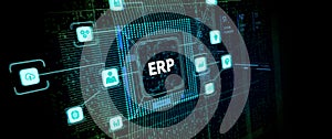 Business, Technology, Internet and network concept. Enterprise Resource Planning ERP corporate company management