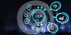 Business, Technology, Internet and network concept. Enterprise Resource Planning ERP corporate company management