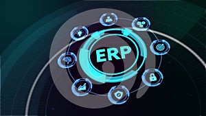 Business, Technology, Internet and network concept. Enterprise Resource Planning ERP corporate company management