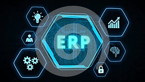 Business, Technology, Internet and network concept. Enterprise Resource Planning ERP corporate company management