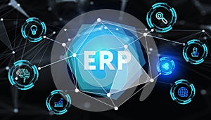 Business, Technology, Internet and network concept. Enterprise Resource Planning ERP corporate company management