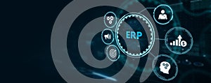 Business, Technology, Internet and network concept. Enterprise Resource Planning ERP corporate company management.3d illustration
