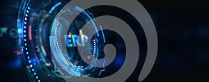 Business, Technology, Internet and network concept. Enterprise Resource Planning ERP corporate company management. 3d illustration