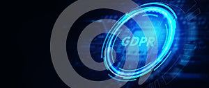 Business, Technology, Internet and network concept. GDPR General Data Protection Regulation. 3D illustration