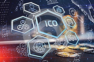 Business, Technology, Internet and network concept. ICO Initial Coin Offering