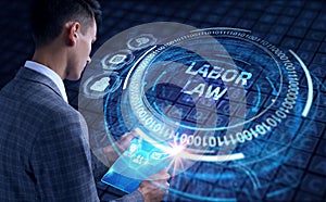 Business, Technology, Internet and network concept. Labor law, Lawyer, Attorney at law, Legal advice concept on virtual screen