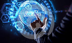 Business, Technology, Internet and network concept. Quality Assurance service guarantee standard