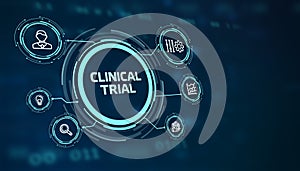 Business, Technology, Internet and network concept. select on the virtual display: Clinical trial