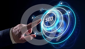 Business, Technology, Internet and network concept. SEO Search engine optimization marketing ranking