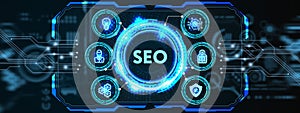 Business, Technology, Internet and network concept. SEO Search engine optimization marketing ranking