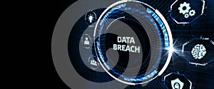 Business, Technology, Internet and network concept. shows the word: Data breach