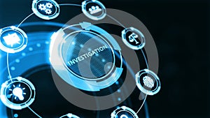 Business, technology, internet and network concept. Virtual button labeled: investigation