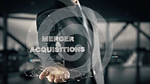 Merger & Acquisitions with hologram businessman concept photo