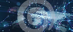 Business, technology, internet and networking concept. Data breach on the virtual display