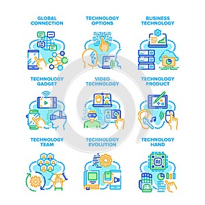 Business Technology Set Icons Vector Illustrations