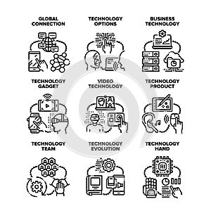 Business Technology Set Icons Vector Illustrations