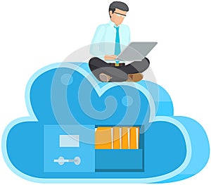 Business technology storage, cloud server service concept with data network internet web connection