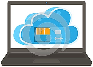 Business technology storage, cloud server service concept with data network internet web connection